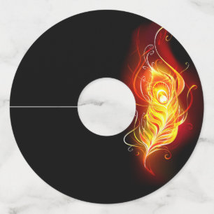 Étiquette Pour Verre De Vin Plumes de paquetage de feu