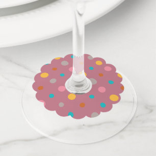 Étiquette Pour Verre De Vin Points d'aquarelle multicolores 5