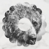 Étiquette Pour Verre De Vin Portrait d'ours grizzli (Devant)