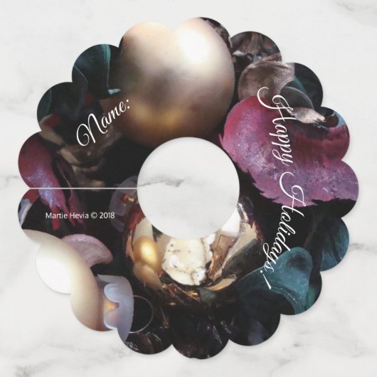 Étiquette Pour Verre De Vin Potpourri de Noël (Personnaliser) double face (Devant)