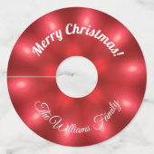 Étiquette Pour Verre De Vin Red Christmas Lights Ajouter nom et texte (Dos)