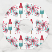 Étiquette Pour Verre De Vin Rocket Pop Popsicle Fireworks Patriotique Juillet  (Devant)