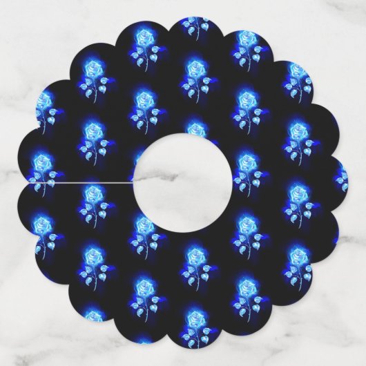 Étiquette Pour Verre De Vin Rose bleu brûlant (Devant)