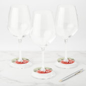 Étiquette Pour Verre De Vin Rose rouge sur points verts lime (Lot)