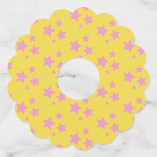 Étiquette Pour Verre De Vin Rose Yellow Stars Design moderne (Devant)