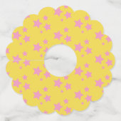 Étiquette Pour Verre De Vin Rose Yellow Stars Design moderne (Dos)