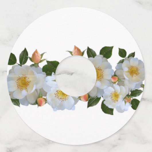 Étiquette Pour Verre De Vin Roses blanches personnalisées (Devant)