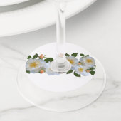 Étiquette Pour Verre De Vin Roses blanches personnalisées (De près)