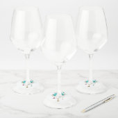 Étiquette Pour Verre De Vin Roses turquoise avec touches (Lot)