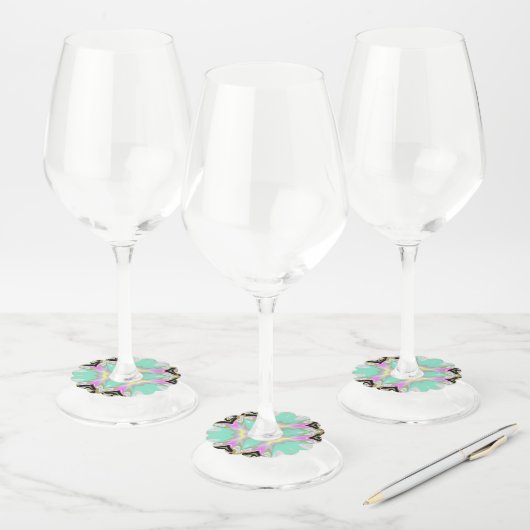 Étiquette Pour Verre De Vin Saint-Jacques de Kaleidoscope Aqua (Lot)