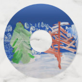 Étiquette Pour Verre De Vin Scène hivernale (Dos)