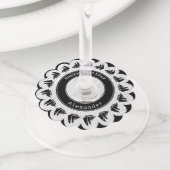 Étiquette Pour Verre De Vin Schooner - Black/White Quirky Waves Thème Nautique (De près)