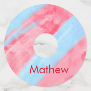 Étiquette Pour Verre De Vin simple initial letter mongram add your name red b