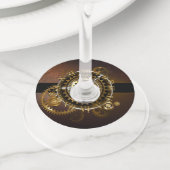 Étiquette Pour Verre De Vin Steampunk clock with antique gears (De près)