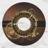 Étiquette Pour Verre De Vin Steampunk clock with antique gears (Dos)