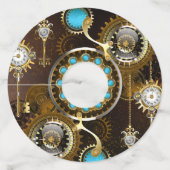 Étiquette Pour Verre De Vin Steampunk Rusty Background (Devant)