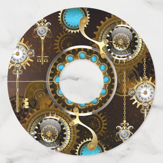 Étiquette Pour Verre De Vin Steampunk Rusty Background (Dos)