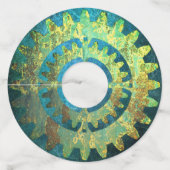 Étiquette Pour Verre De Vin Steampunk Verdigris Rousty Cogwheel (Devant)
