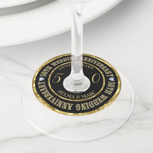 Étiquette Pour Verre De Vin Texte Parties scintillant or (De près)