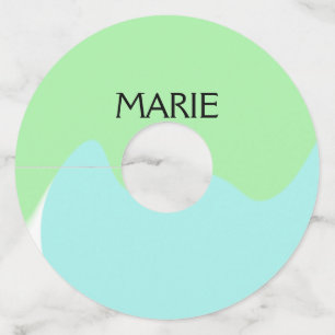 Étiquette Pour Verre De Vin TEXTE SIMPLE MINIMAL VERT AJOUTEZ VOTRE NOM Cadeau