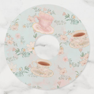 Étiquette Pour Verre De Vin Thème de fête de thé shabby chic pour l'enterremen