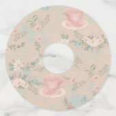 Étiquette Pour Verre De Vin Thème de fête de thé shabby chic pour l'enterremen (Dos)