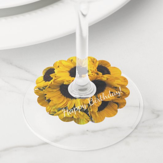 Étiquette Pour Verre De Vin Tournesol (De près)