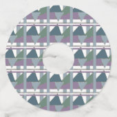 Étiquette Pour Verre De Vin Triangle géométrique Motif bleu violet vert (Dos)