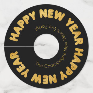 Étiquette Pour Verre De Vin Typographie moderne Bonne année
