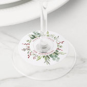 Étiquette Pour Verre De Vin Vacances Berries rouges vertes (De près)