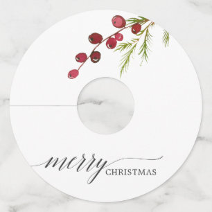 Étiquette Pour Verre De Vin Vacances Berries rouges vertes