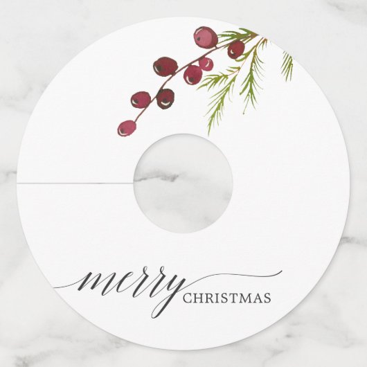 Étiquette Pour Verre De Vin Vacances Berries rouges vertes (Devant)