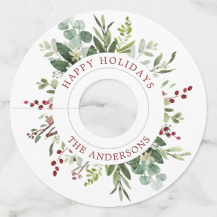 Étiquette Pour Verre De Vin Vacances rouges de baies de verdure