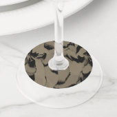 Étiquette Pour Verre De Vin Vagues de Noir et Brown (De près)