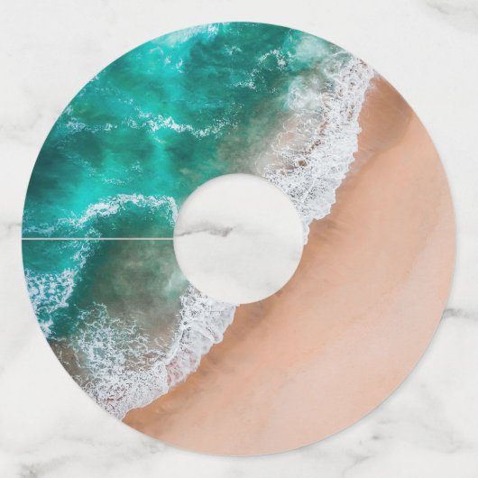 Étiquette Pour Verre De Vin Vagues sur la plage de sable (Devant)