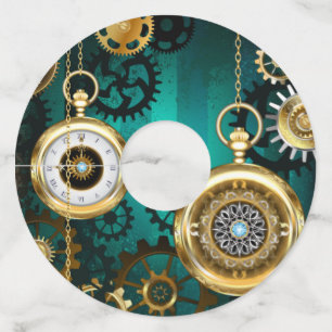 Étiquette Pour Verre De Vin Veille bijoux Steampunk sur un Arrière - plan vert
