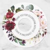 Étiquette Pour Verre De Vin Vin Or Blush Floral Wedding Favoriser (Devant)