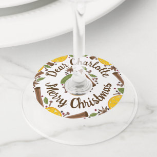 Étiquette Pour Verre De Vin Vin rougi de Noël blanc épicé Nom de la personne