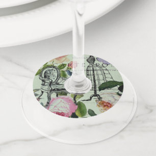 Étiquette Pour Verre De Vin Vintage Mint French Pink Rose Paris Party
