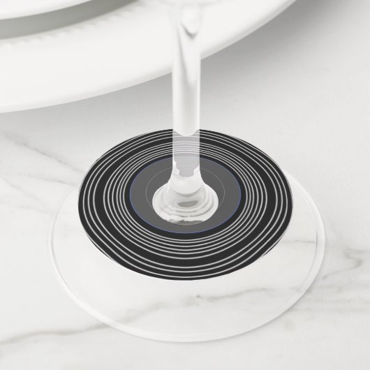 Étiquette Pour Verre De Vin Vinyle Lp noir et gris (De près)