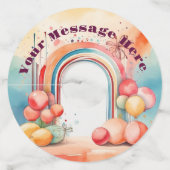 Étiquette Pour Verre De Vin Watercolor Rainbow Bliss Party (Devant)