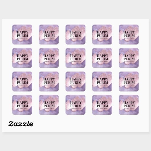 Étiquette Pourim Étincelle Rose Violet (Feuille)