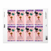 Étiquette Pourpre de monogramme de gemme de confettis de (Feuille entière)