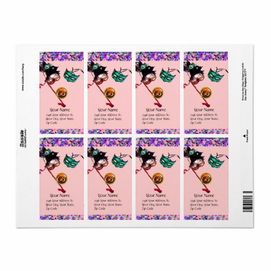 Étiquette Pourpre de monogramme de gemme de confettis de (Feuille entière)