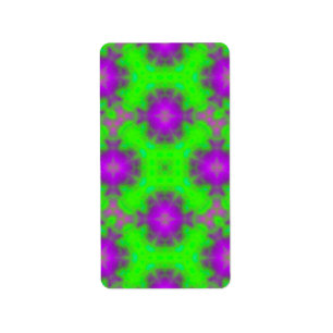Étiquette pourpre de vert de motif de flamme