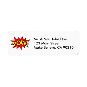 Étiquette POW ! - Superhero Comédie Livre rouge/bulle jaune