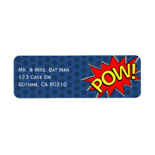 Étiquette POW ! - Superhero Comic Style de livre Bleu foncé