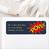 Étiquette POW ! - Superhero Comic Style de livre Bleu foncé  (En situation)