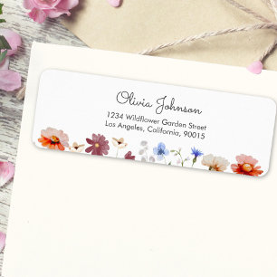 Étiquette Prairie de fleurs sauvages colorée à l'aquarelle