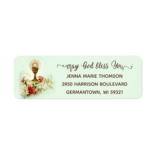 Étiquette Première Communion Eucharistie Traditionnelle (Devant)